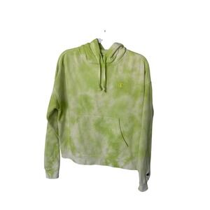 Champion Womens Tie Dye Hoodie Lime Green White Sweatshirt Medium M